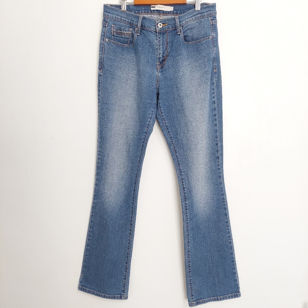 Levi's 515 Bootcut Jeans Womens Size 8 Medium Wash Blue Denim Embroidered Pocket